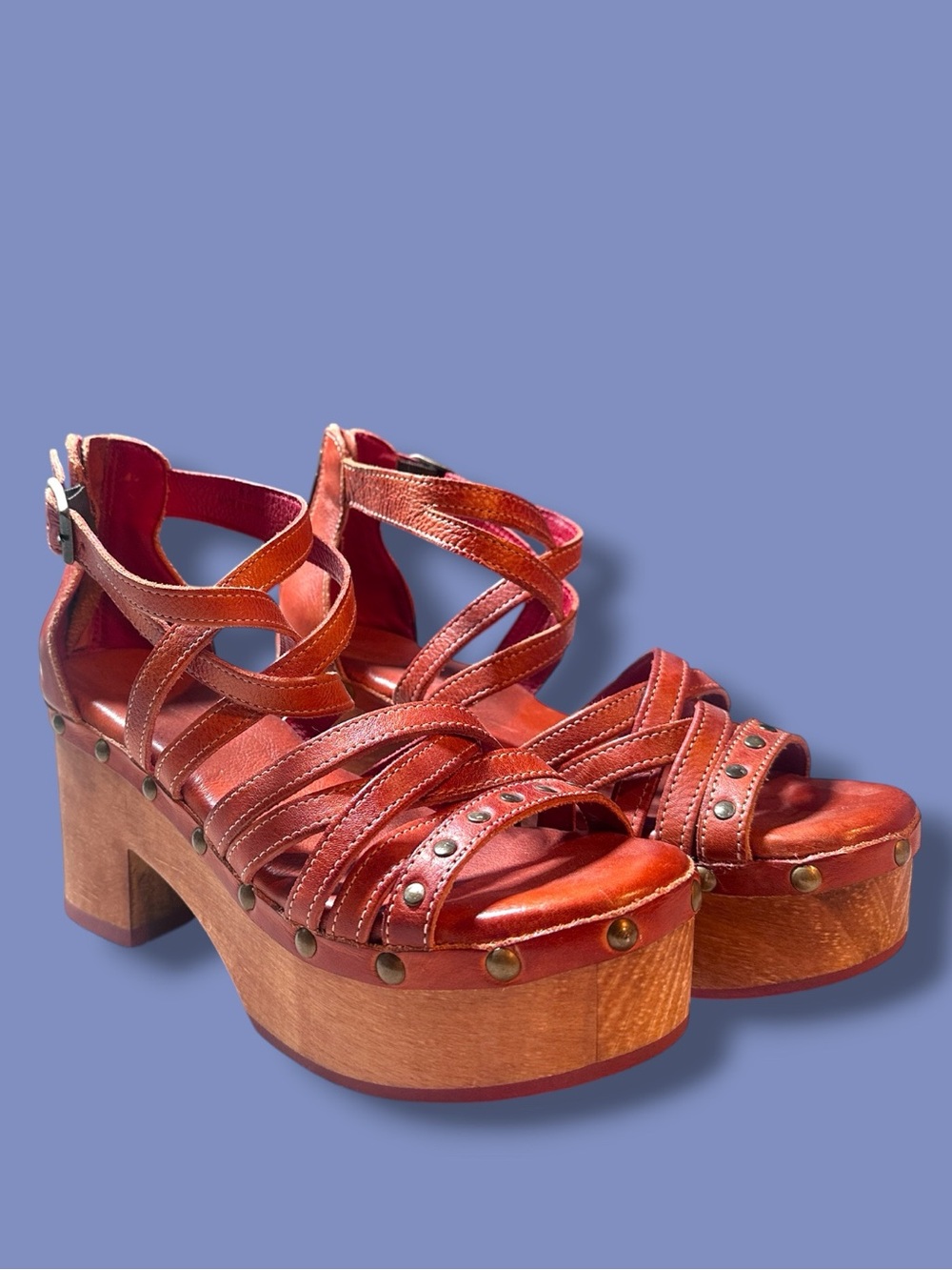 Never Worn Bed Stü Platform Leather Sandals in Brown. Size 8 - Picture 4 of 14